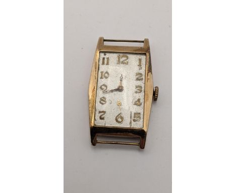 An Art Deco 9ct gold gents manual wind wristwatch with inscription to the reverse 11.3gLocation: 