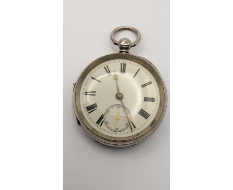 A Victorian silver open faced pocket watch, the backplate signed 'M' Beal Sheffield' and having a white enamel dialLocation: 