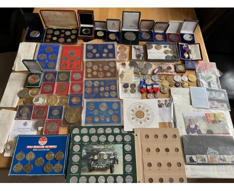 A collection of coins and medals, together with share certificates, stamps, and some reproduction coins Location: 
