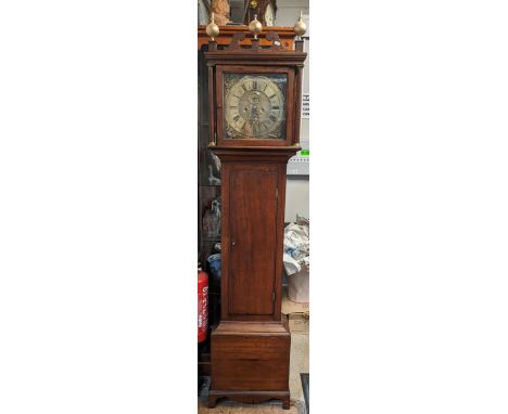 An 18th century 8-day oak cased longcase clock having a brass dial with subsidiary seconds, dial, date aperture, signed Sam G