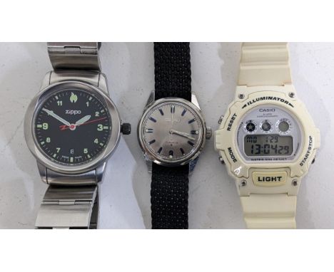 A Zippo gents watch together with a Seiko and a Casio, Location: 