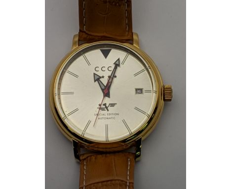 A CCCP Special Edition automatic gents, stainless steel wristwatch wit a pearlescent/silver face and a date aperture, with an