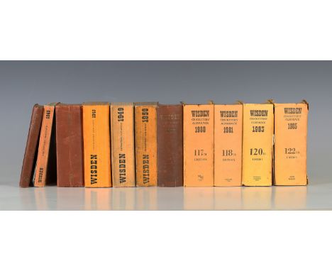 WISDEN, John (publisher). Cricketers' Almanack. London: John Wisden and Co. and Sporting Handbooks, 1944-1985. 11 vols., 8vo 
