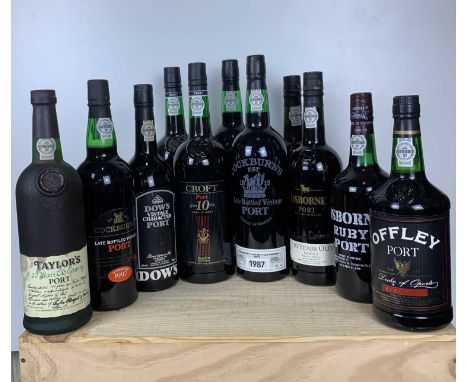 11 Bottles (including 4 Litre bottles) various Ports comprising: 1 bottle Taylors 20 year old Tawny (from 1980’s), 1 bottle D