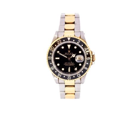 A Rolex Oyster Perpetual Date GMT - Master II stainless steel and yellow metal gentleman's bracelet watch,&nbsp;ref.16713, c.