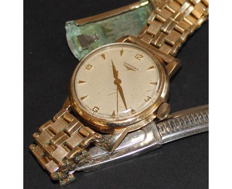 A 9ct. gold Longines gentleman's wrist watch,&nbsp;cal.12.68ZS, manual movement, having signed circular dial with quarterly A