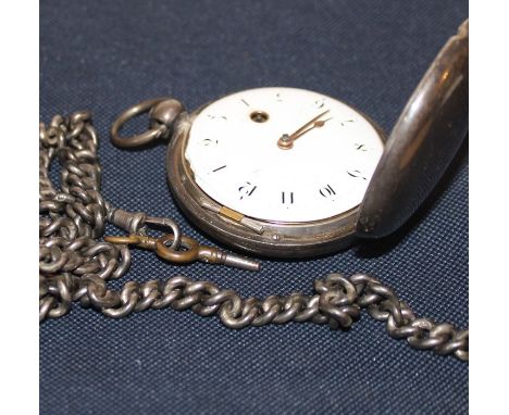 A George III Robt.Bear (Hertford) silver pocket watch, key wind, having white enamel Arabic numeral dial, pierced movement pl