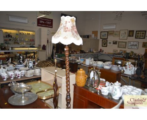 A barley twist standard lamp and shade