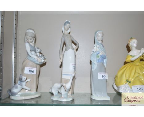A Lladro figurine of a goose girl