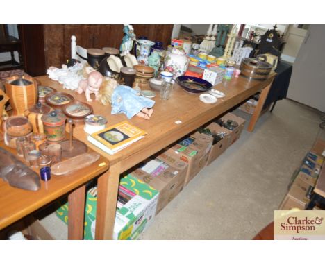 A large light wood kitchen table