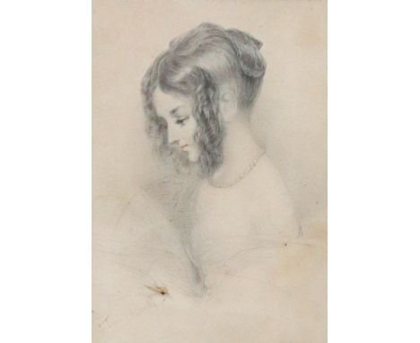 English School, 19th Century, A portrait of girl, pencil, 17.5 x 12.5cm.