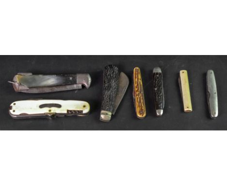 The 'Norfolk Knife', a 19th century pocket knife with three steel folding blades, corkscrew button hook and file, bone guards