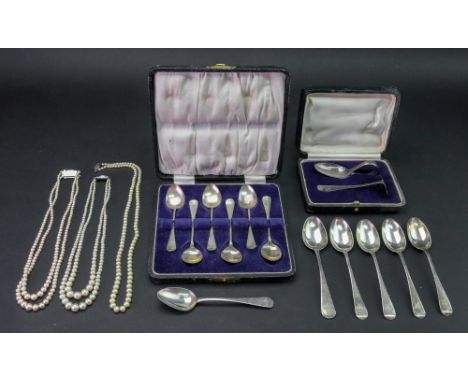 A set of four Edwardian Old English pattern silver teaspoons, John Round, Sheffield 1903, initialled 'W', George III &amp; IV