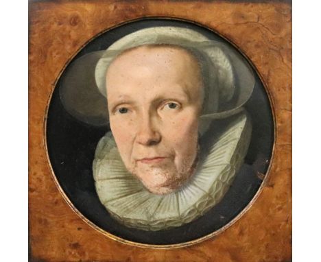 Dutch School, 17th Century, A portrait of a lady wearing a white ruff, oil on panel, 29 x 29cm. Illustrated