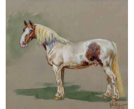 John King (British, 1929-2014), A portrait of the Royal Drum horse Janus, formerly of the Household Cavalry Regiment, signed 