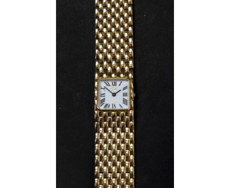 Rotary; a lady's 9ct gold bracelet watch, the square dial with Roman numerals, with 7 jewel movement, the case numbered '1060