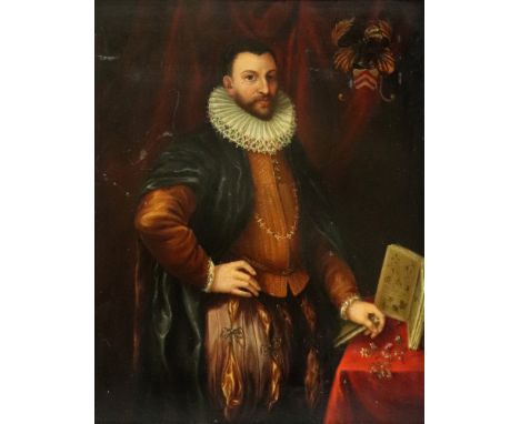 English School,  A portrait of the herbalist and surgeon, John Gerard, bears inscription 'John Gerard AETATIS SVAE 33' (upper