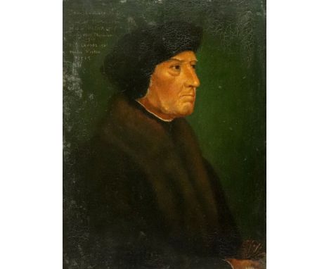 After Hans Holbein the Younger, A portrait of John Chambre M.D., inscribed 'John Chambre MD fellow of Merton 1492, M.D. of PA