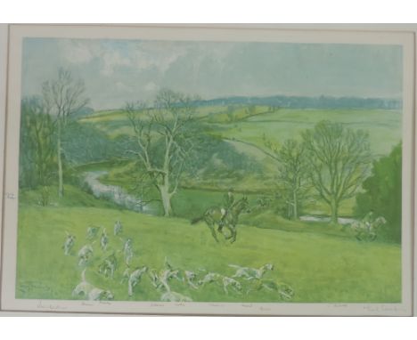 Hunting Prints: "Tally Ho," The Hunt in full flight, after Lionel Edwards, & signed by artist, & R.E. Wallace, with some of t