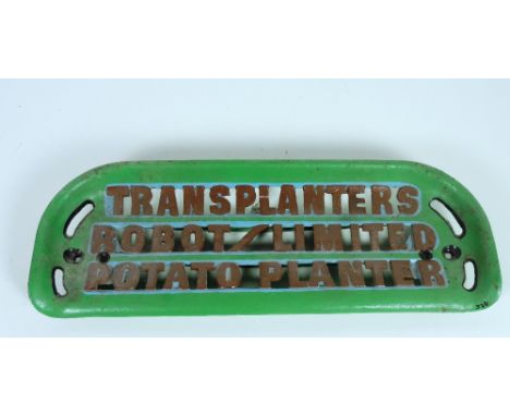 A "Transplanter - type 2" Robot limited Potato Planter - double Tractor Seat, painted green, blue and brown, C. No. D1204. FR