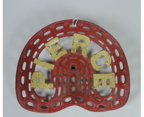 A "Pierce" Tractor Seat, painted red and yellow, (cast no: R59), G.B. P. 49, 5/6, Rate 3. (1)