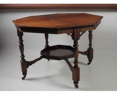 A 19th Century Irish octagonal walnut Centre Table, by Strahan & Co., Henry St., Dublin, stamped with number 94292, and with 