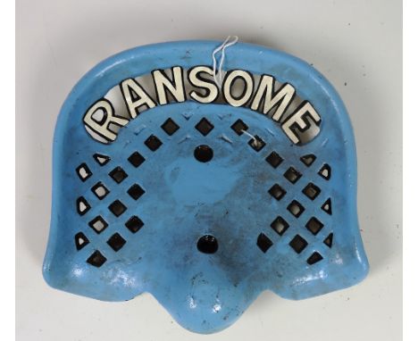 A "Ransomme - Extra Diamond" Tractor Seat," painted sky blue and white, G.B. 52.1, Rate 8; FR 871, Rate 7. (1)