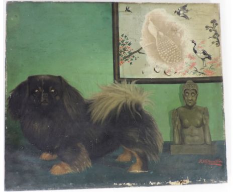 Capt. R.A.V. Hamilton, British (fl. 1920 - 1930)

"Portrait of a Pekingese Dog" O.O.C., 56cms x 66cms (22" x 26"), unframed. 