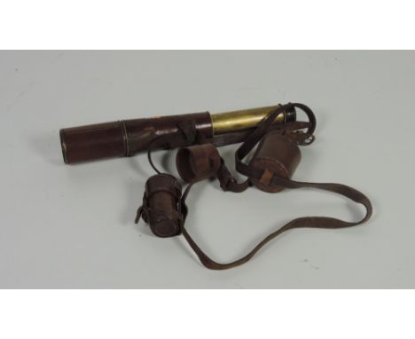 A very good large First World War Issue leather bound Telescope, Sig. (Mk IV) by Broadhurst Clarkson & Co., London 1916, No. 
