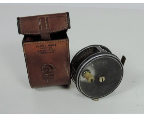 A very good large 4" Hardy Fishing Reel, in original stamped leather case, Hardy Bros., Alnwick. (1)
Please note: the Reel is