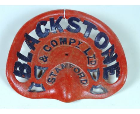 A "Bladestone & Co. Ltd., Stamford," Tractor Seat, painted red & blue, CN 5993, G.B. 10, 5/6, Rate 3. (1)