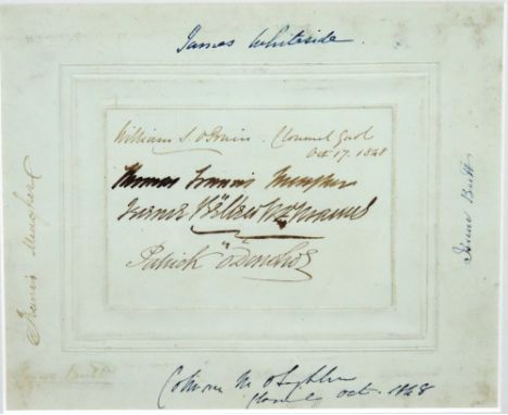 William S. O'Brien - Thomas Francis Meagher
The Young Irelanders & Isaac Butt

Manuscript - A rare embossed card, signed at C