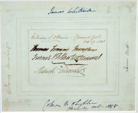 William S. O'Brien - Thomas Francis Meagher
The Young Irelanders & Isaac Butt

Manuscript - A rare embossed card, signed at C