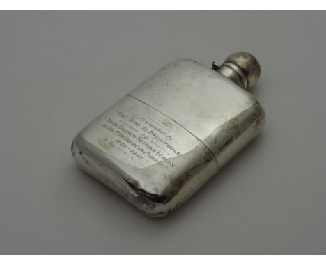 A large silver Spirit Flask, with presentation inscription to the owner "From Trim Branch British Legion on his Retirement as