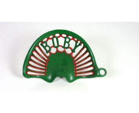 A "Boby" circular ring hold Tractor Seat, painted green and red, G.B. D. 11, 4/6, R. 9. (1)