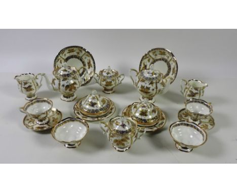 A very attractive Imperial Russian porcelain Tea Service, 1744 St. Petersburg, 12 place setting, plus two teapots, two cream 