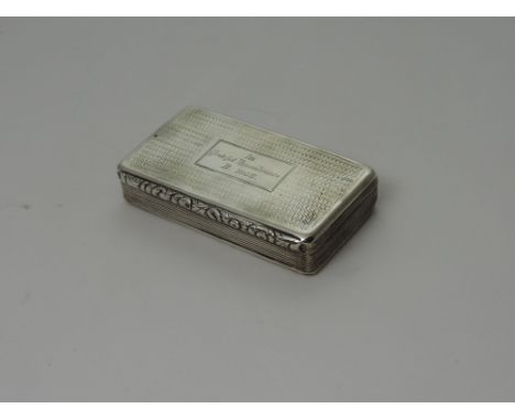 An early rectangular William IV rectangular engraved Snuff Box, Birmingham c. 1832, maker W.S., with moulded front rim and re