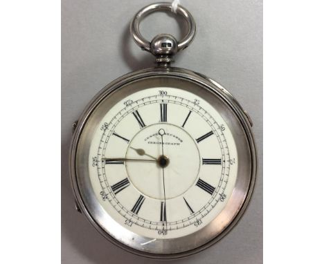 JW Reeley & Sons - A silver open faced chronograph pocket watch, hallmarked Chester 1901, the white enamelled dial marked 'Ch