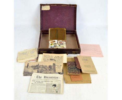 A collection of cigarette cards and further ephemera including an architectural house plan for J.B. Milner & Co, Cheadle date