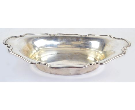 ATKIN BROS; a George V hallmarked silver oval bowl with cast shaped rim, Sheffield 1918, 31.5 x 18cm, approx 13.5ozt.   CONDI