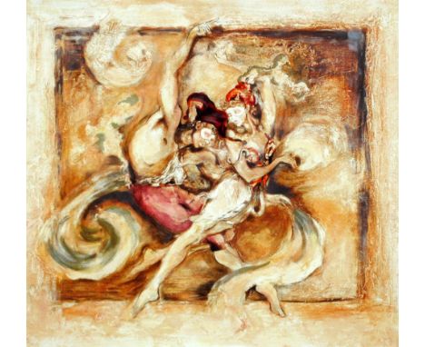 JOYO; a signed limited edition coloured print 'Duet', no.27/275, 64 x 65.5cm, framed and glazed.