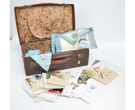 A collection of Masonic items relating to male and female orders to include certificates of admittance, installation event pr