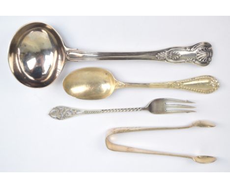 A George III hallmarked silver King's pattern sauce ladle with oval bowl, maker's mark obscured, London 1778, length 19cm, a 
