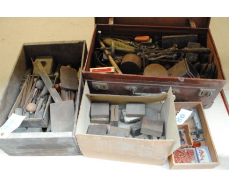 A collection of various tools to include files and chisels, also a group of moulds from a Birmingham jewellery manufacturer a