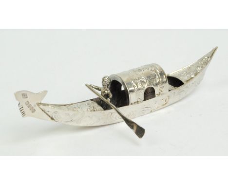 KARL KURZ; an early 20th century German pseudo Hanau silver miniature gondola, Kesselstadt, with London import mark for 1902,