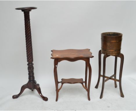 An Edwardian mahogany shaped rectangular occasional table on square sectioned cabriole legs united by an undertier, 60 x 40.5