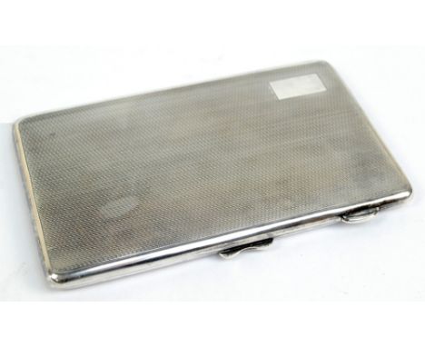 An Edward VIII hallmarked silver cigarette case with vacant cartouche and engraved detail, Birmingham 1936, length 14cm.   CO