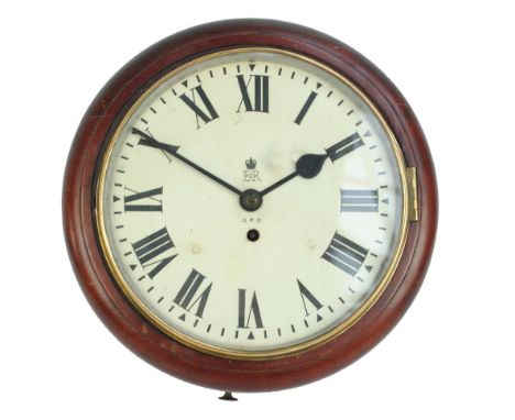 A General Post Office eight day circular wall clock with fusee movement, the enamel 10" dial inscribed with Elizabeth II roya