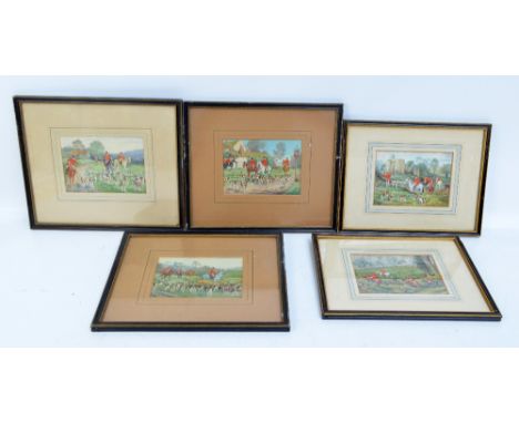 G HAMMOND (LATE 19TH/EARLY 20TH CENTURY); a set of five watercolours, various hunting scenes, 13 x 18cm, all framed and glaze