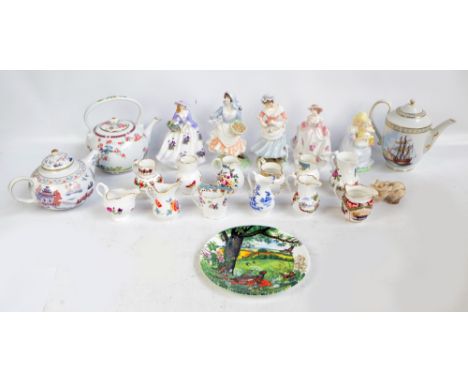 Twelve Royal Worcester miniature to include 'Chinese Ewer', 'Wishbone Jug', 32-3 and 'Lamprey Cream Jug', etc, also three Com